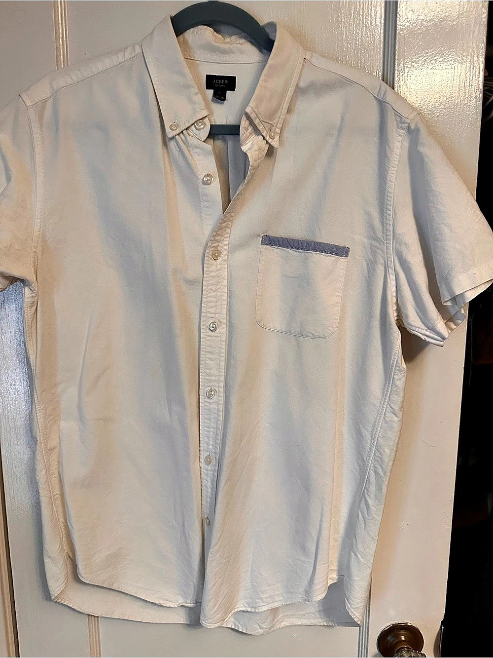 J.Crew Short-Sleeve Oxford Shirt White Size Large